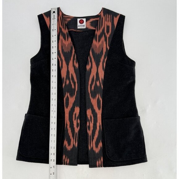 Noot Art Gallery Dark Gray & Red Art To Wear Vest Bohemian Artsy See Measure - Picture 8 of 9
